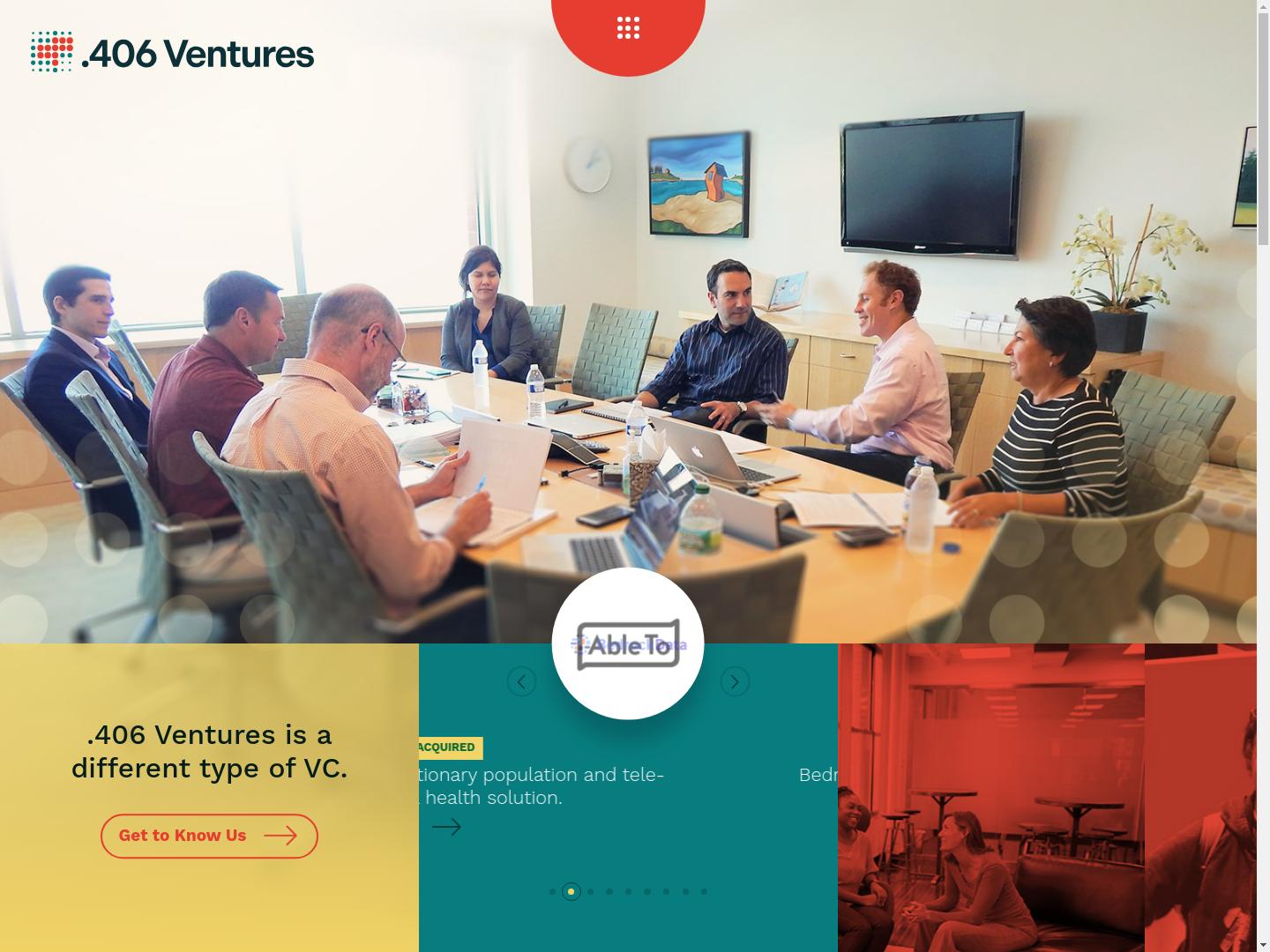 .406 Ventures, investment firm website screenshot